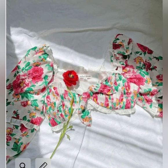 For Love & Lemons Baby Doll Whimsigoth  Imagen Crop  Floral Top Size Small - Picture 5 of 17